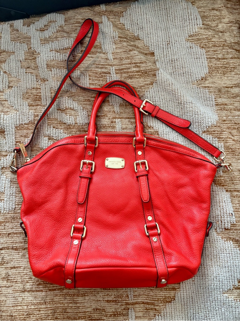 Michael Kors Bedford Pebbled Leather Tote with Gold Hardware